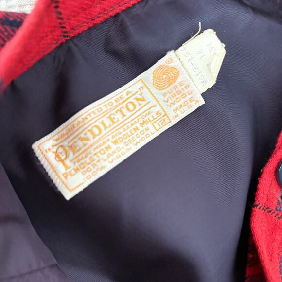 PENDELTON Red Plaid Wool Skirt 12 Ralph Lauren Christmas Holiday Preppy ( FLAW) - Picture 5 of 8